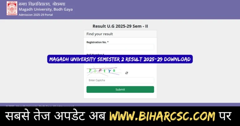 Magadh University Semester 2 Result 2025-29 Download